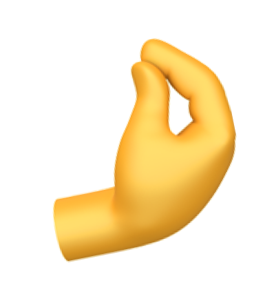 Yellow hand emoji pinching fingers close together.